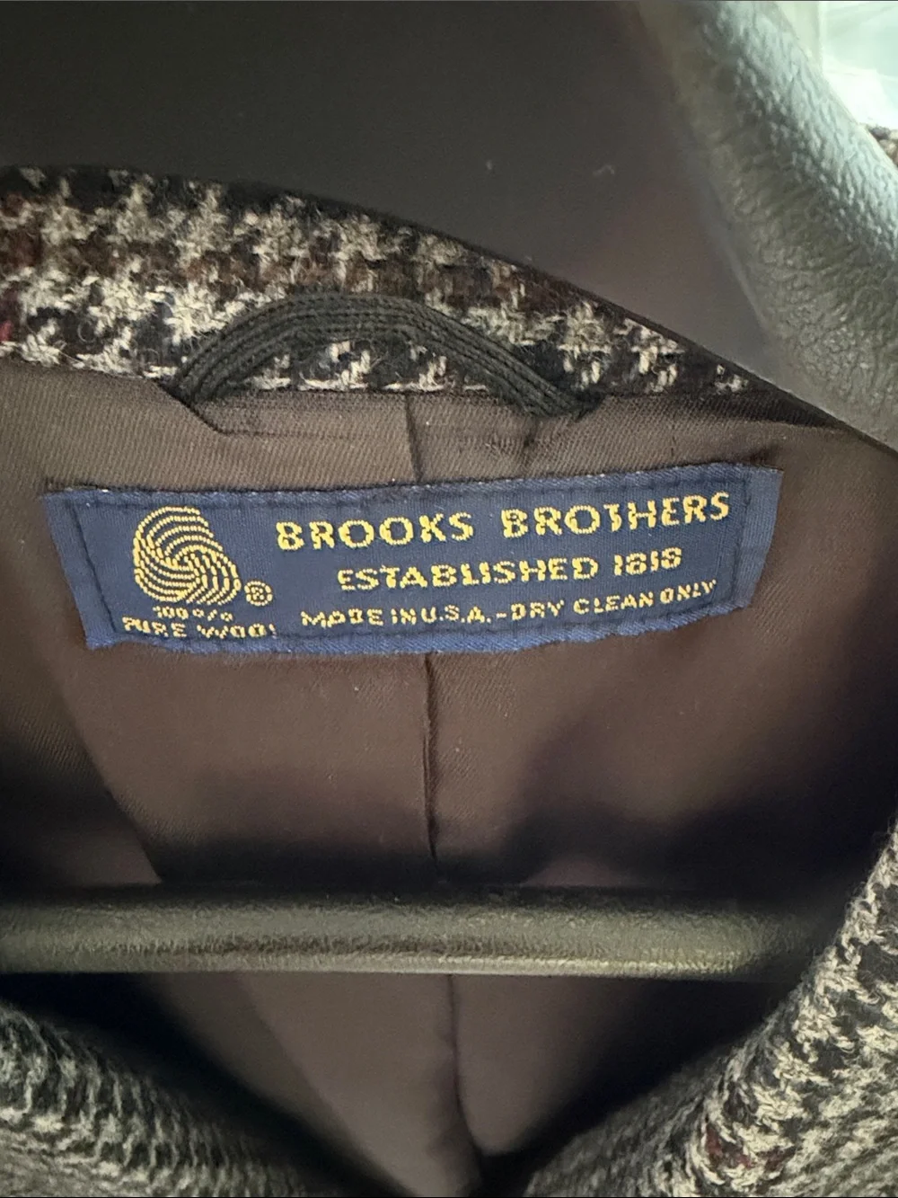 Brooks Brothers Men's Gray Houndstooth Wool Blazer Size 48R